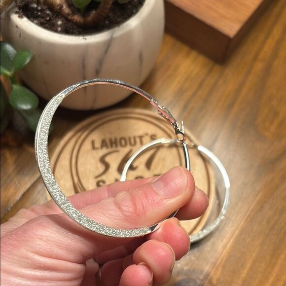 Sparkle ✨ Silver Hoop Earrings - Picture 5 of 9